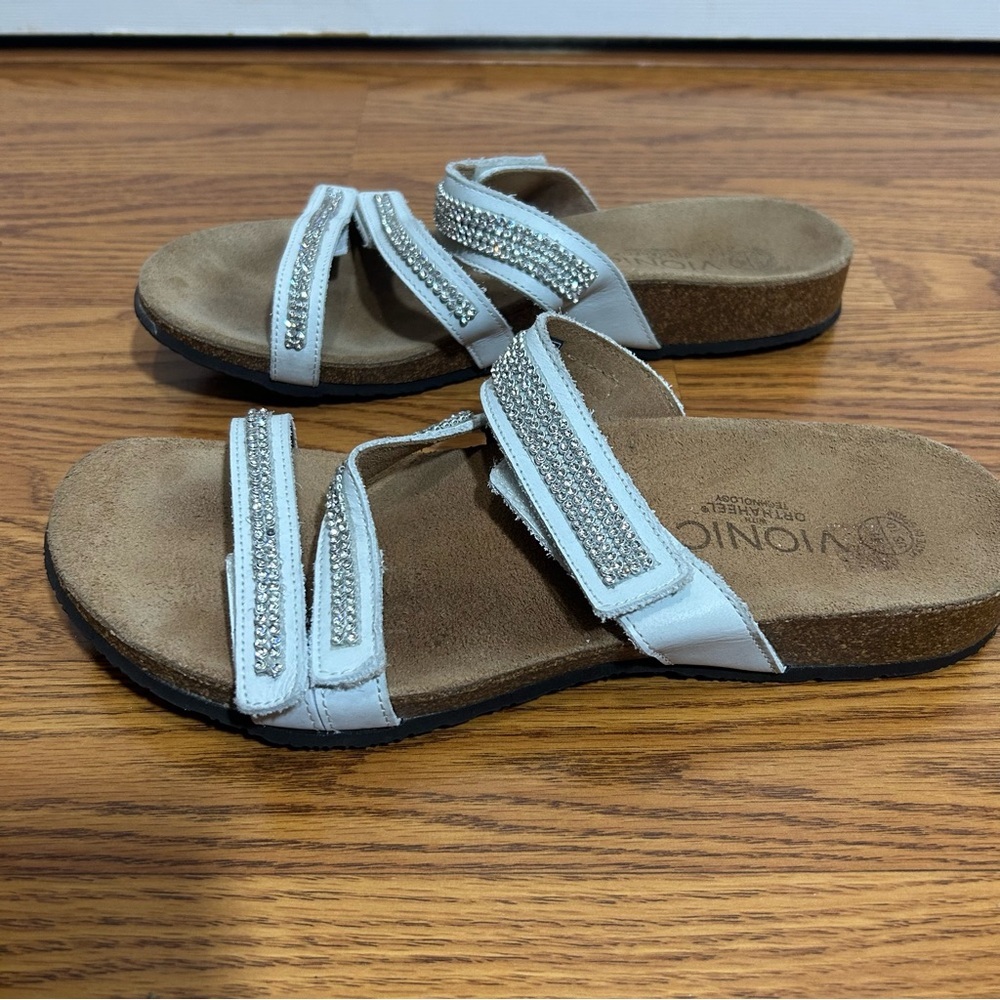 Vionic White Rhinestone Detail Sandals - Picture 3 of 6